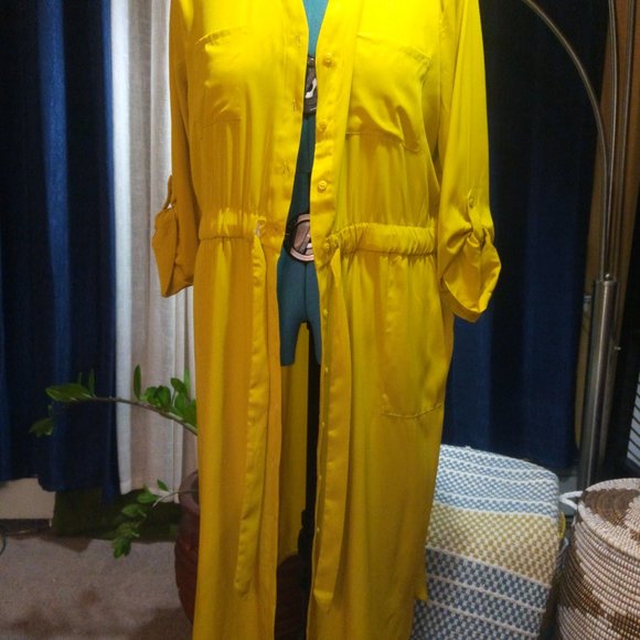 Alfani Graphic Oasis Shirtdress in Yellow Sz 16P NWT - Picture 14 of 16